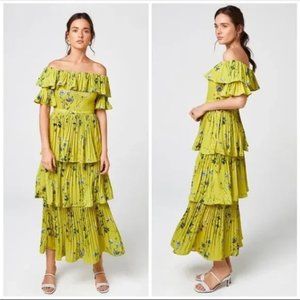 O.P.T Vimmy Tiered Floral Dress Yellow (Size: XS)